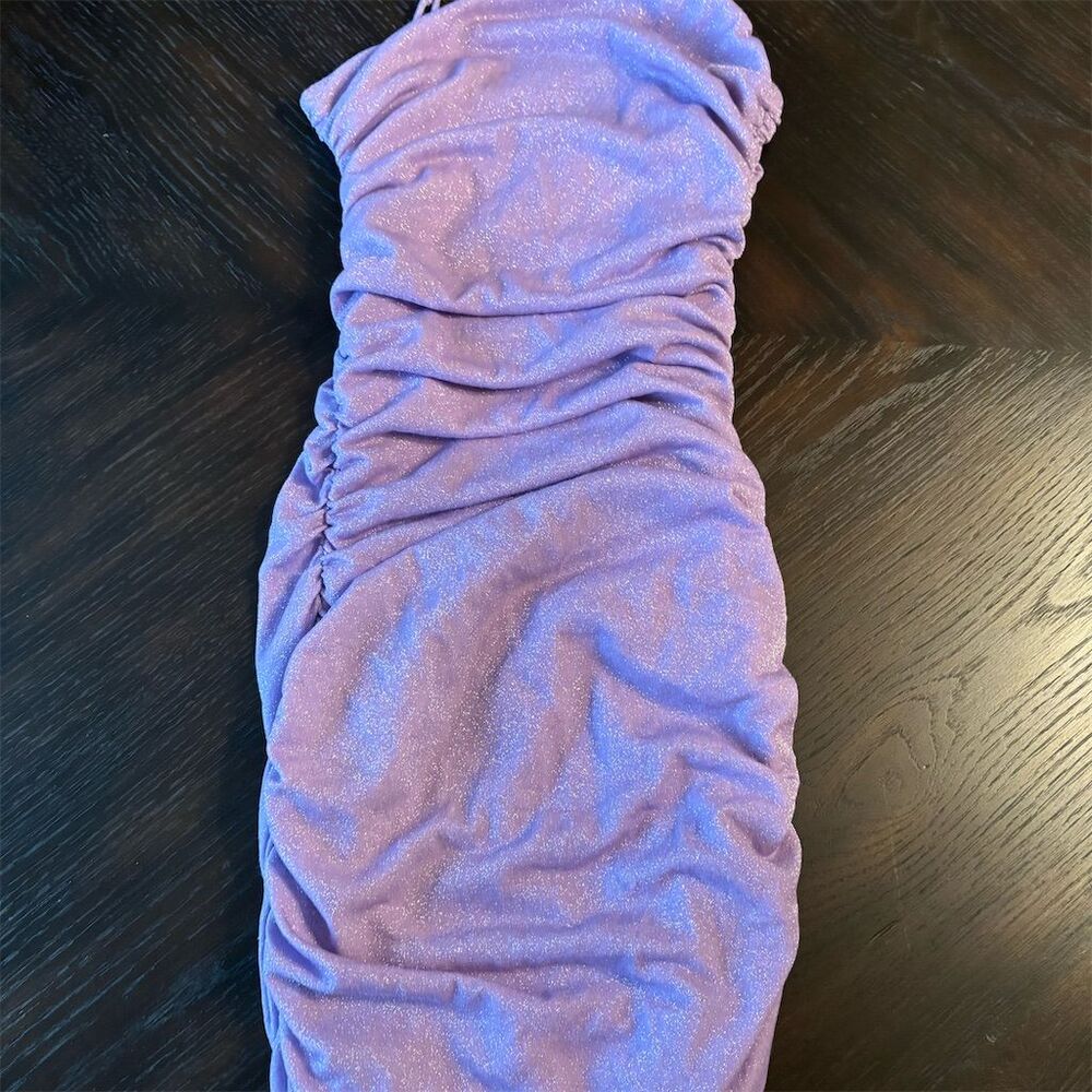 Lucy in the Sky One Shoulder Bodycon Dress Purple Shimmer XS‎ Party Cocktail